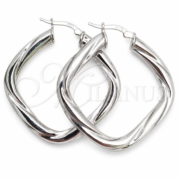 Sterling Silver Medium Hoop, Twist Design, Diamond Cutting Finish, Silver Finish, 02.389.0145.40