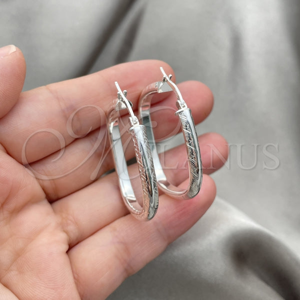 Sterling Silver Hoop Earrings — Medium Hoop Diamond Cutting 02. — alternate product view — SKU 147234 | Plata 925 aretes de aro — Medium Hoop Diamond Cutting 02. — SKU 147234
