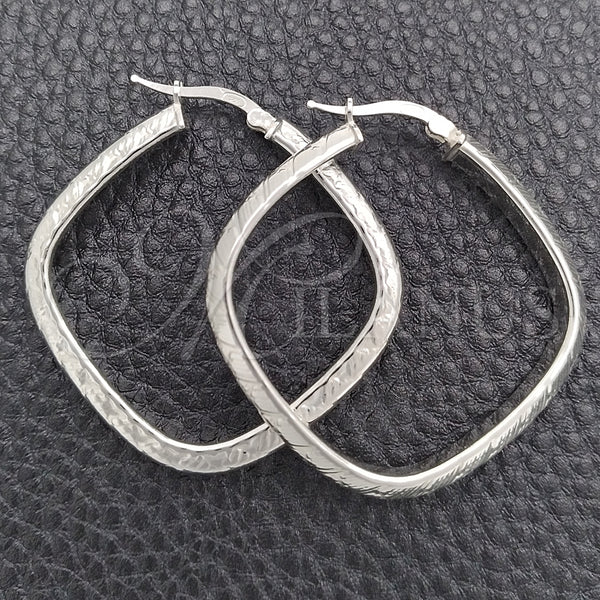 Sterling Silver Hoop Earrings — Medium Hoop Diamond Cutting 02. — main product view — SKU 147234 | Plata 925 aretes de aro — Medium Hoop Diamond Cutting 02. — SKU 147234
