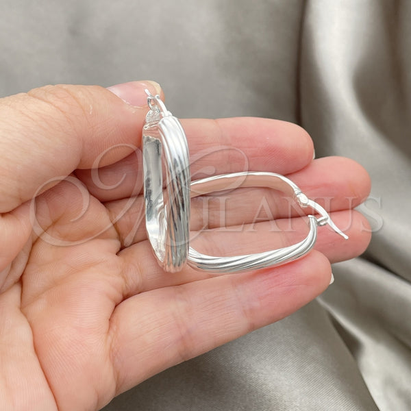 Sterling Silver Hoop Earrings — Medium Hoop Twist Design Diamond Cutting 02. — alternate product view — SKU 147235 | Plata 925 aretes de aro — Medium Hoop Twist diseño Diamond Cutting 02. — SKU 147235