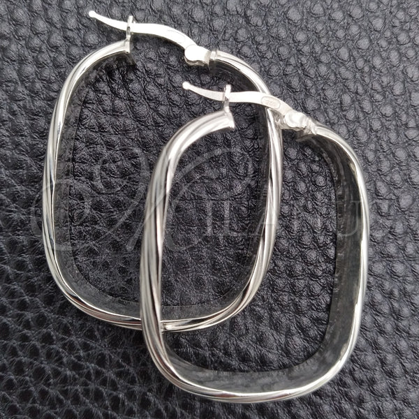 Sterling Silver Hoop Earrings — Medium Hoop Twist Design Diamond Cutting 02. — main product view — SKU 147235 | Plata 925 aretes de aro — Medium Hoop Twist diseño Diamond Cutting 02. — SKU 147235