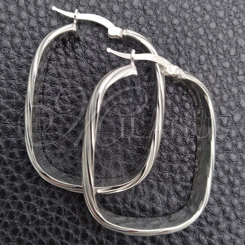 Sterling Silver Medium Hoop, Twist Design, Diamond Cutting Finish, Silver Finish, 02.389.0149.40