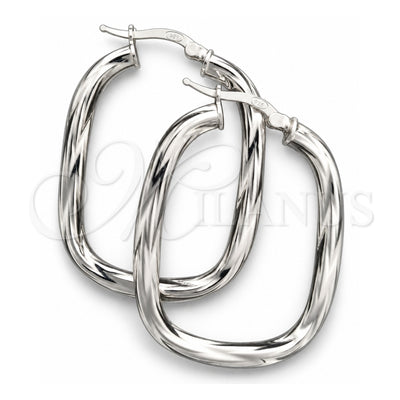 Sterling Silver Medium Hoop, Twist Design, Diamond Cutting Finish, Silver Finish, 02.389.0151.30