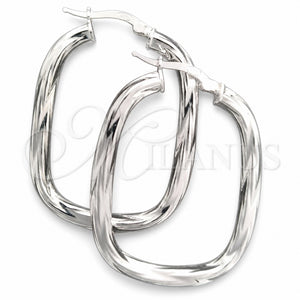 Sterling Silver Medium Hoop, Twist Design, Diamond Cutting Finish, Silver Finish, 02.389.0151.30