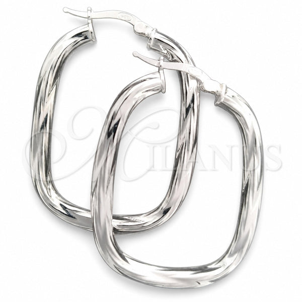Sterling Silver Medium Hoop, Twist Design, Diamond Cutting Finish, Silver Finish, 02.389.0151.30