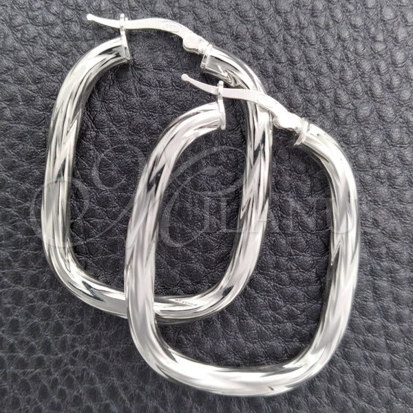 Sterling Silver Medium Hoop, Twist Design, Diamond Cutting Finish, Silver Finish, 02.389.0151.30