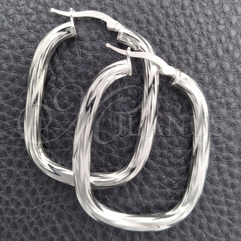 Sterling Silver Medium Hoop, Twist Design, Diamond Cutting Finish, Silver Finish, 02.389.0151.30