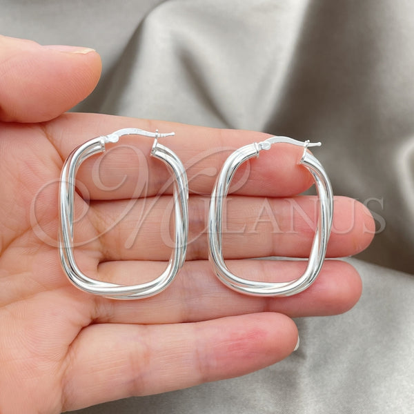 Sterling Silver Hoop Earrings — Medium Hoop Twist Design Diamond Cutting 02. — alternate product view — SKU 147238 | Plata 925 aretes de aro — Medium Hoop Twist diseño Diamond Cutting 02. — SKU 147238