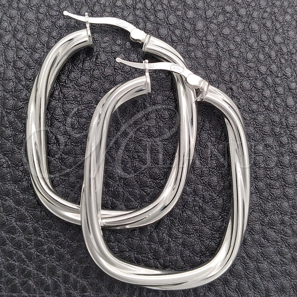 Sterling Silver Hoop Earrings — Medium Hoop Twist Design Diamond Cutting 02. — main product view — SKU 147238 | Plata 925 aretes de aro — Medium Hoop Twist diseño Diamond Cutting 02. — SKU 147238