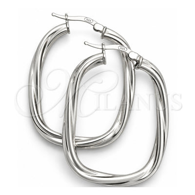 Sterling Silver Medium Hoop, Twist Design, Diamond Cutting Finish, Silver Finish, 02.389.0152.30