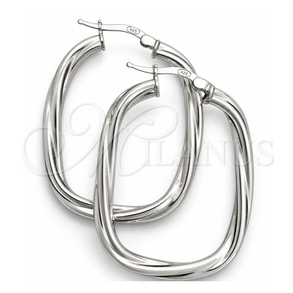 Sterling Silver Medium Hoop, Twist Design, Diamond Cutting Finish, Silver Finish, 02.389.0152.30