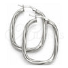 Sterling Silver Medium Hoop, Twist Design, Diamond Cutting Finish, Silver Finish, 02.389.0152.30