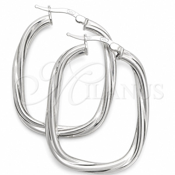 Sterling Silver Medium Hoop, Twist Design, Diamond Cutting Finish, Silver Finish, 02.389.0152.30
