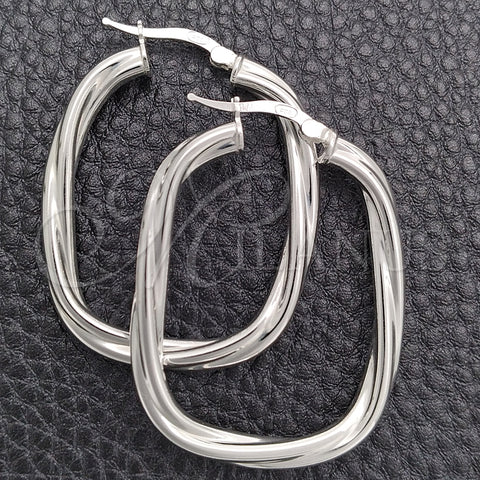 Sterling Silver Medium Hoop, Twist Design, Diamond Cutting Finish, Silver Finish, 02.389.0152.30