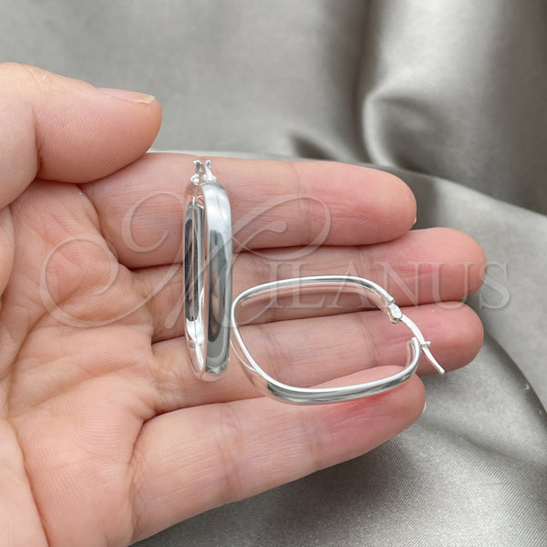 Sterling Silver Hoop Earrings — Medium Hoop Polished 02. — alternate product view — SKU 147240 | Plata 925 aretes de aro — Medium Hoop pulido 02. — SKU 147240