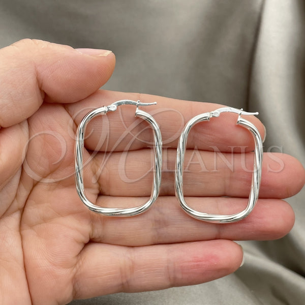 Sterling Silver Hoop Earrings — Medium Hoop Twist Design Diamond Cutting 02. — alternate product view — SKU 147241 | Plata 925 aretes de aro — Medium Hoop Twist diseño Diamond Cutting 02. — SKU 147241