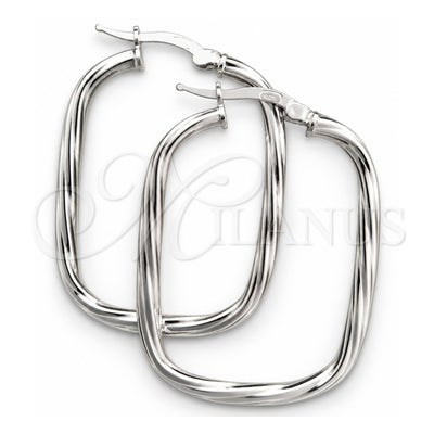 Sterling Silver Medium Hoop, Twist Design, Diamond Cutting Finish, Silver Finish, 02.389.0155.30