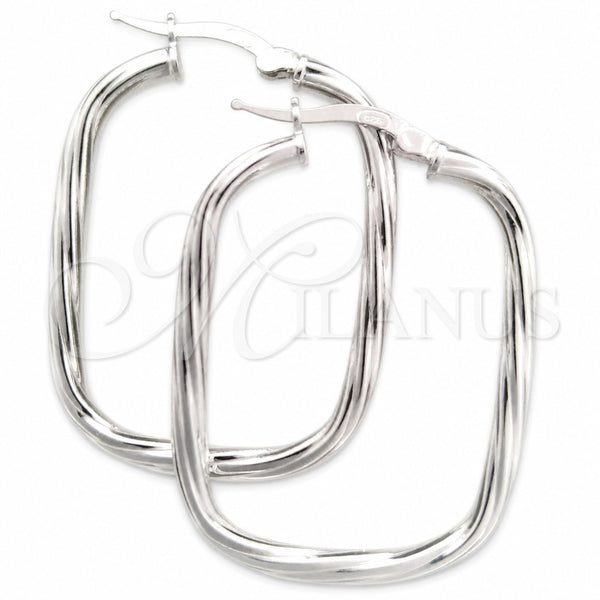 Sterling Silver Hoop Earrings — Medium Hoop Twist Design Diamond Cutting 02. — main product view — SKU 147241 | Plata 925 aretes de aro — Medium Hoop Twist diseño Diamond Cutting 02. — SKU 147241