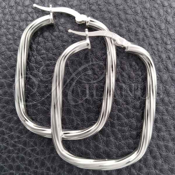 Sterling Silver Medium Hoop, Twist Design, Diamond Cutting Finish, Silver Finish, 02.389.0155.30
