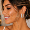Sterling Silver Medium Hoop, Twist Design, Diamond Cutting Finish, Silver Finish, 02.389.0156.30