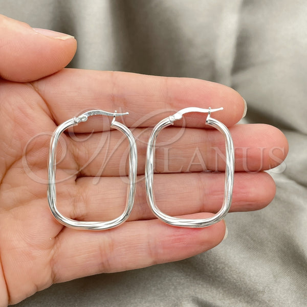 Sterling Silver Hoop Earrings — Medium Hoop Twist Design Diamond Cutting 02. — alternate product view — SKU 147242 | Plata 925 aretes de aro — Medium Hoop Twist diseño Diamond Cutting 02. — SKU 147242