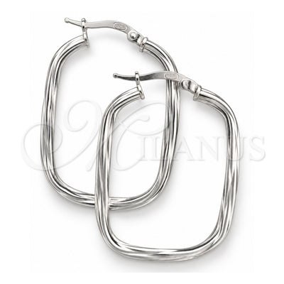 Sterling Silver Medium Hoop, Twist Design, Diamond Cutting Finish, Silver Finish, 02.389.0156.30