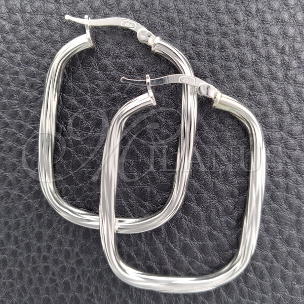 Sterling Silver Hoop Earrings — Medium Hoop Twist Design Diamond Cutting 02. — main product view — SKU 147242 | Plata 925 aretes de aro — Medium Hoop Twist diseño Diamond Cutting 02. — SKU 147242