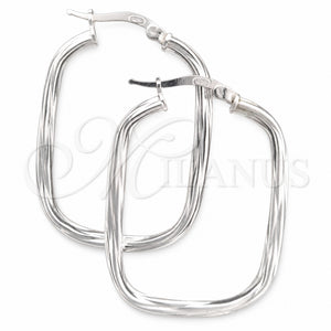 Sterling Silver Medium Hoop, Twist Design, Diamond Cutting Finish, Silver Finish, 02.389.0156.30