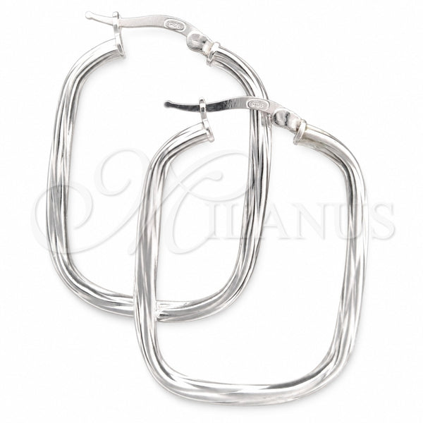 Sterling Silver Hoop Earrings — Medium Hoop Twist Design Diamond Cutting 02. — main product view — SKU 147242 | Plata 925 aretes de aro — Medium Hoop Twist diseño Diamond Cutting 02. — SKU 147242