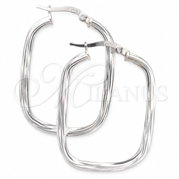 Sterling Silver Medium Hoop, Twist Design, Diamond Cutting Finish, Silver Finish, 02.389.0156.30