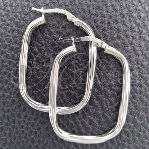 Sterling Silver Medium Hoop, Twist Design, Diamond Cutting Finish, Silver Finish, 02.389.0156.30