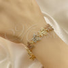 Oro Laminado Fancy Bracelet, Gold Filled Style Butterfly Design, Polished, Tricolor, 03.351.0135.08 (14 MM Thickness, 8 Inches Length)