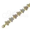 Oro Laminado Fancy Bracelet, Gold Filled Style Butterfly Design, Polished, Tricolor, 03.351.0135.08 (14 MM Thickness, 8 Inches Length)