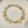 Oro Laminado Fancy Bracelet, Gold Filled Style Butterfly Design, Polished, Tricolor, 03.351.0135.08 (14 MM for wholesale, additional product view 6