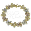 Oro Laminado Fancy Bracelet, Gold Filled Style Butterfly Design, Polished, Tricolor, 03.351.0135.08 (14 MM for wholesale, main product view