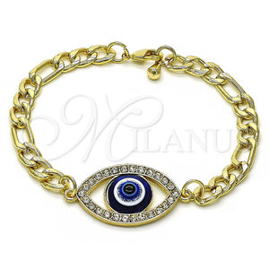 Gold Filled Bracelet — Fancy Bracelet Evil Eye Design with White Crystal — main product view — SKU 147251 | Oro Laminado brazalete — elegante Bracelet Evil Eye diseño with cristal blanco — SKU 147251