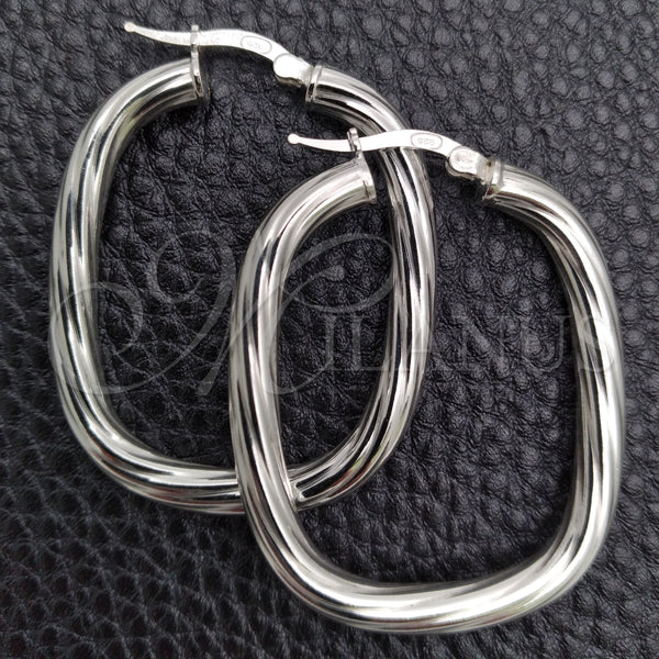 Sterling Silver Hoop Earrings — Medium Hoop Twist Design Diamond Cutting 02. — main product view — SKU 147260 | Plata 925 aretes de aro — Medium Hoop Twist diseño Diamond Cutting 02. — SKU 147260