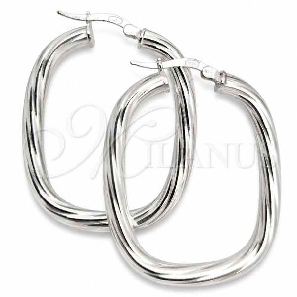 Sterling Silver Medium Hoop, Twist Design, Diamond Cutting Finish, Silver Finish, 02.389.0159.30