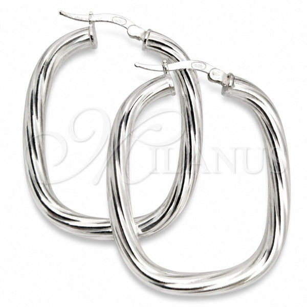 Sterling Silver Medium Hoop, Twist Design, Diamond Cutting Finish, Silver Finish, 02.389.0159.30