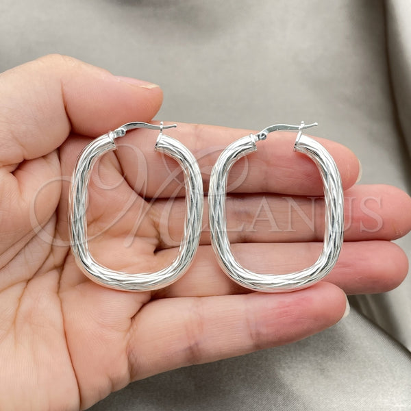 Sterling Silver Hoop Earrings — Medium Hoop Diamond Cutting 02. — alternate product view — SKU 147261 | Plata 925 aretes de aro — Medium Hoop Diamond Cutting 02. — SKU 147261