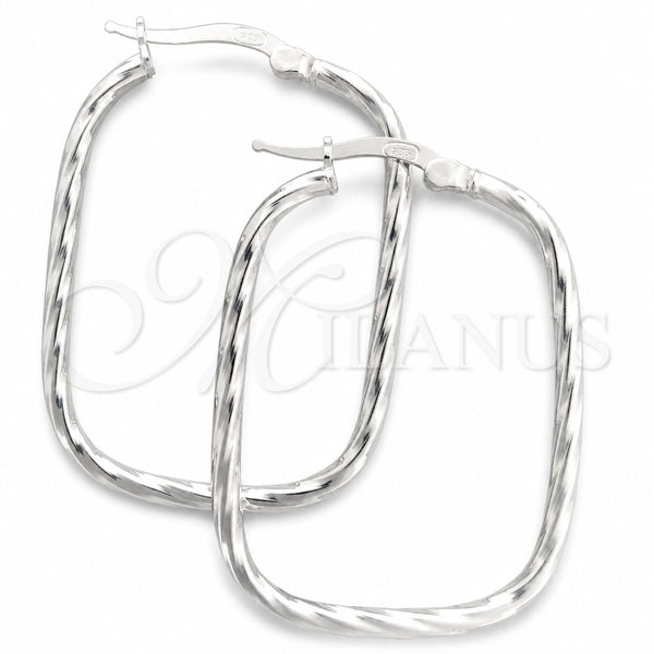 Sterling Silver Medium Hoop, Twist Design, Diamond Cutting Finish, Silver Finish, 02.389.0161.30