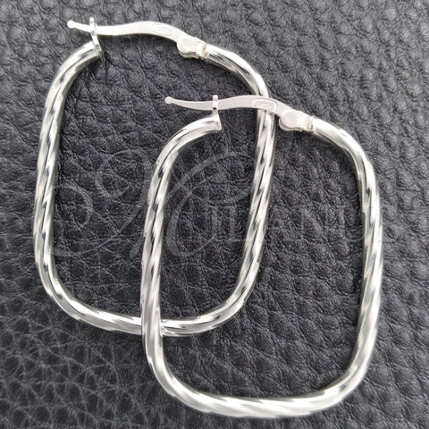 Sterling Silver Medium Hoop, Twist Design, Diamond Cutting Finish, Silver Finish, 02.389.0161.30