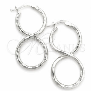 Sterling Silver Medium Hoop, Twist Design, Diamond Cutting Finish, Silver Finish, 02.389.0165.30