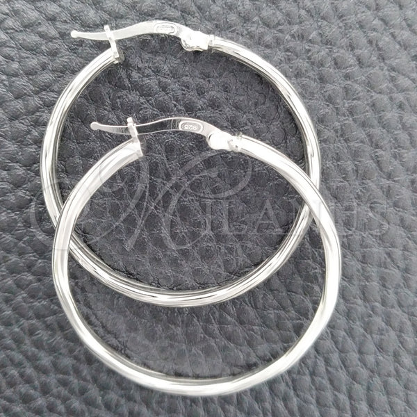Sterling Silver Hoop Earrings — Medium Hoop Twist Design Diamond Cutting 02. — main product view — SKU 147270 | Plata 925 aretes de aro — Medium Hoop Twist diseño Diamond Cutting 02. — SKU 147270