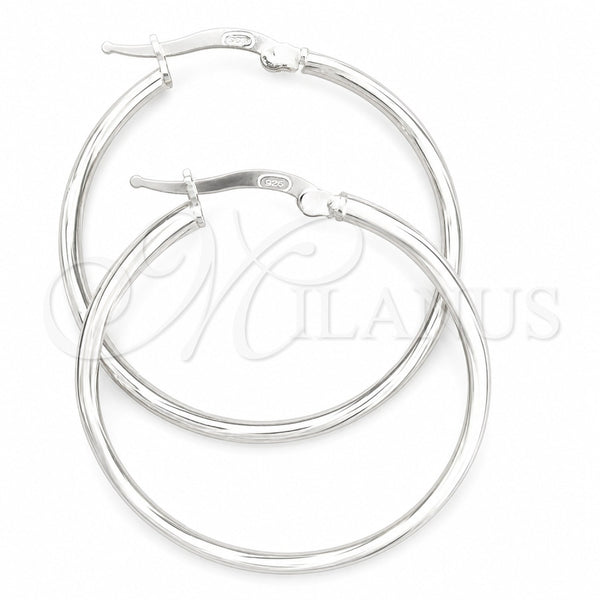 Sterling Silver Medium Hoop, Twist Design, Diamond Cutting Finish, Silver Finish, 02.389.0168.30