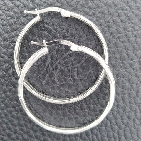 Sterling Silver Medium Hoop, Twist Design, Diamond Cutting Finish, Silver Finish, 02.389.0168.30