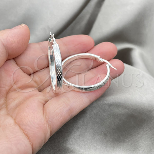 Sterling Silver Hoop Earrings — Medium Hoop Diamond Cutting 02. — alternate product view — SKU 147271 | Plata 925 aretes de aro — Medium Hoop Diamond Cutting 02. — SKU 147271