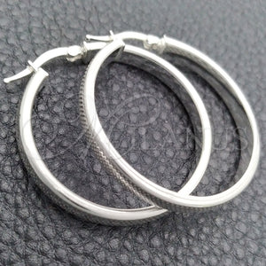 Sterling Silver Hoop Earrings — Medium Hoop Diamond Cutting 02. — main product view — SKU 147271 | Plata 925 aretes de aro — Medium Hoop Diamond Cutting 02. — SKU 147271