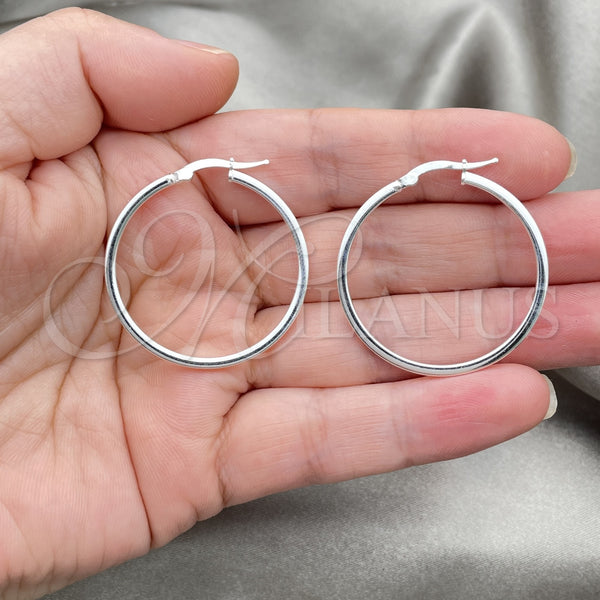 Sterling Silver Hoop Earrings — Medium Hoop Polished 02. — alternate product view — SKU 147272 | Plata 925 aretes de aro — Medium Hoop pulido 02. — SKU 147272