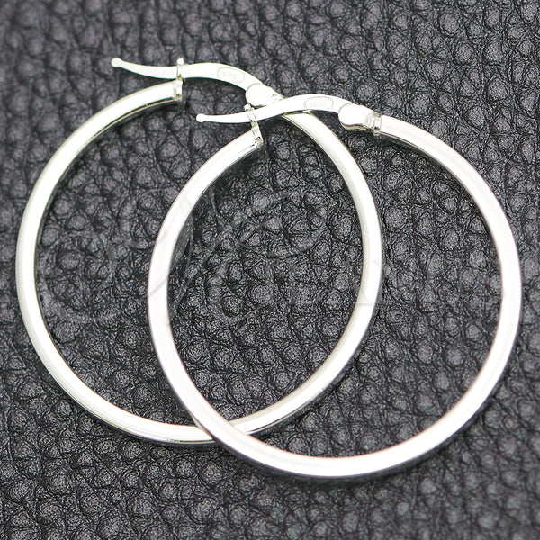 Sterling Silver Hoop Earrings — Medium Hoop Polished 02. — main product view — SKU 147272 | Plata 925 aretes de aro — Medium Hoop pulido 02. — SKU 147272